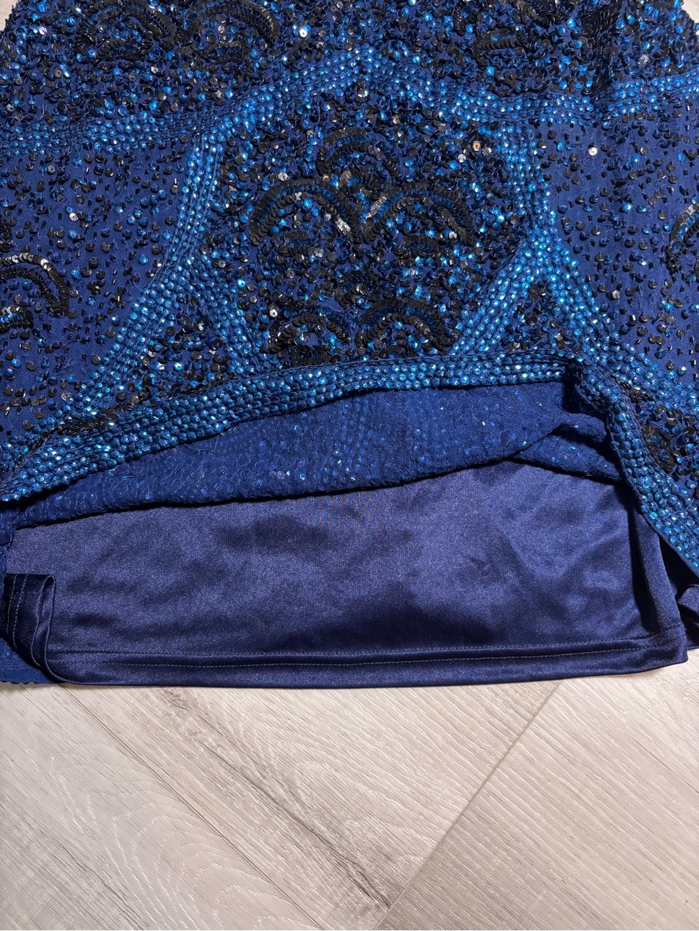 Aidan Mattox Sequin Mini Dress Navy Blue Beaded Cocktail Party Size 8 - Picture 8 of 12
